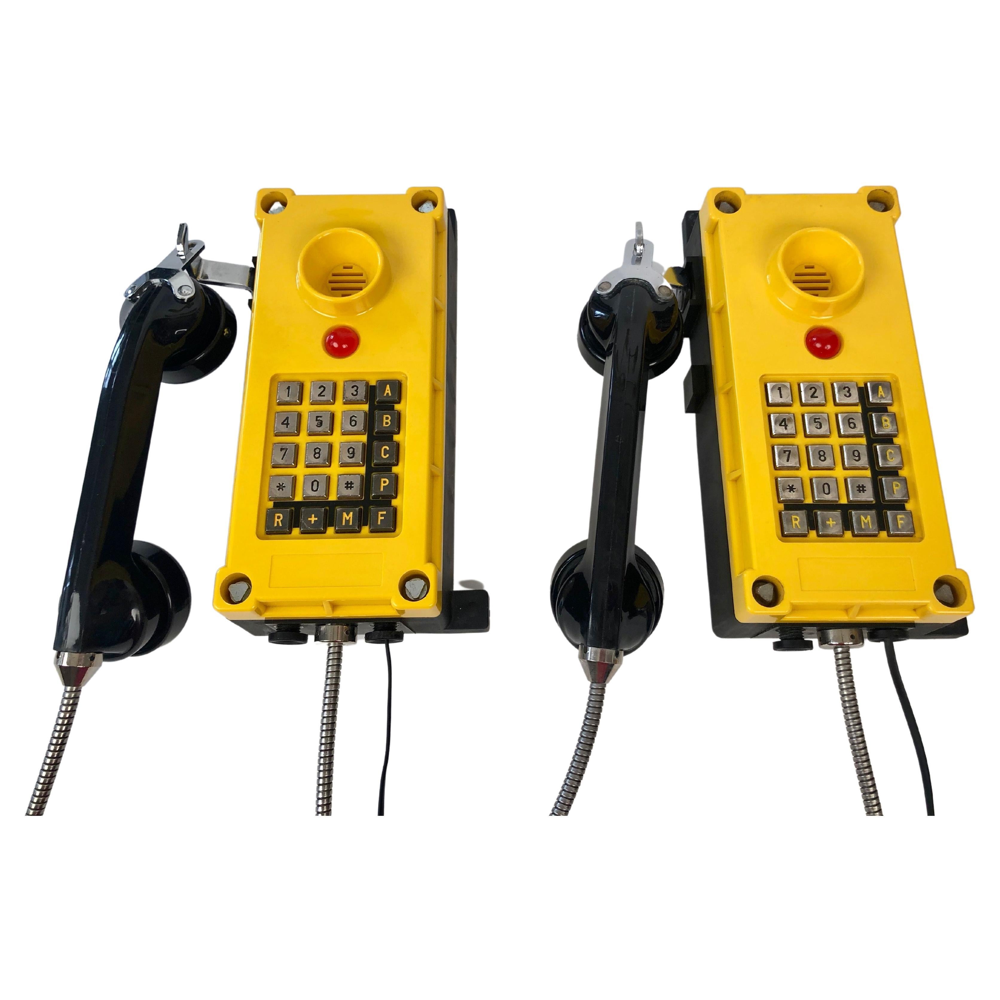 Two Tesla industry Telephones in bright yellow , wall mount
