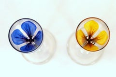 Two Theresienthal or Moser Hand-Painted Crystal Cordials, Meyr's Neffe, Lobmeyr