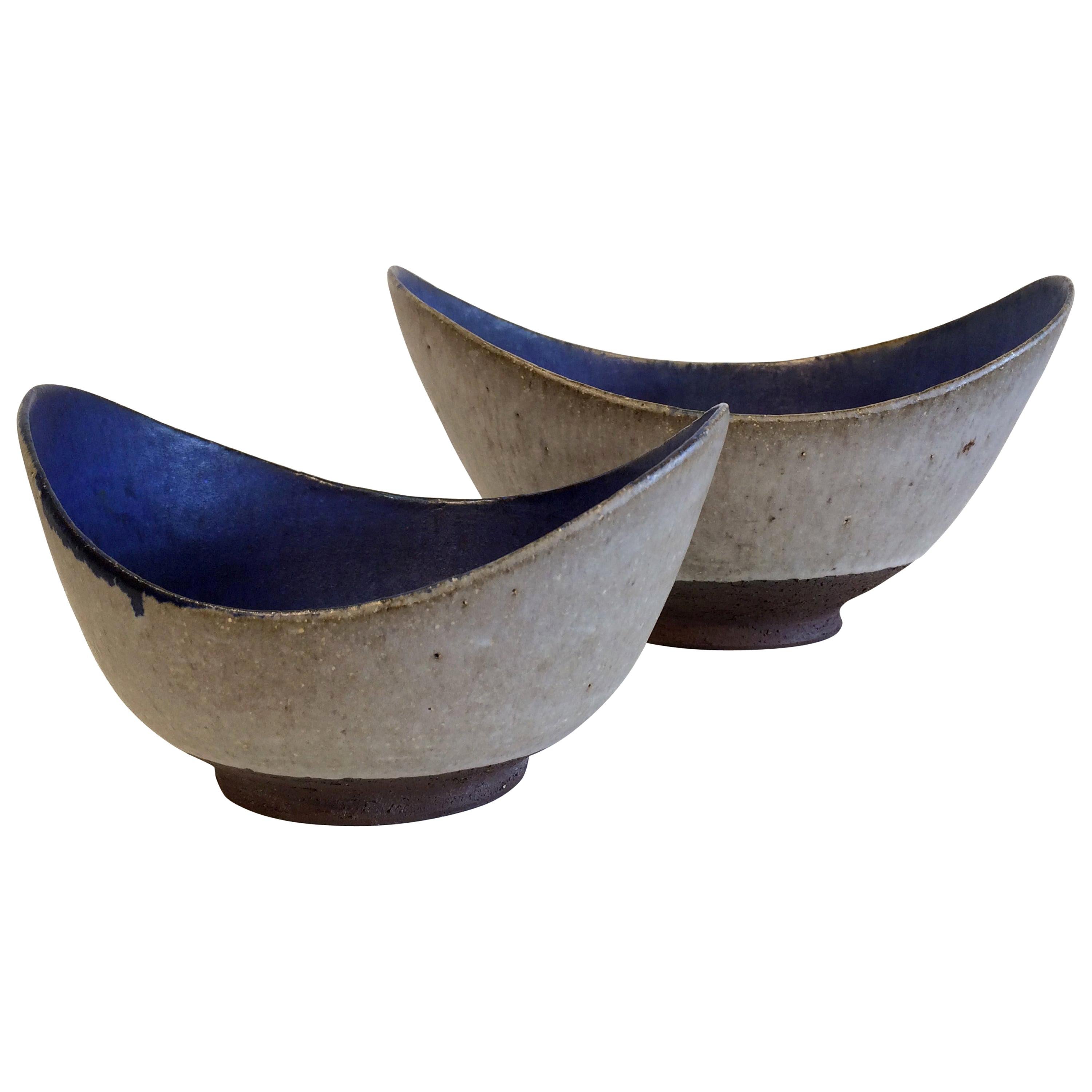 Two Thomas Toft Bowls Studio Pottery, Denmark, 1950s, Danish Modern For Sale