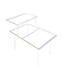 Two-Tier Art Deco Glass Top Outdoor/Patio Side Table Pair by Woodard