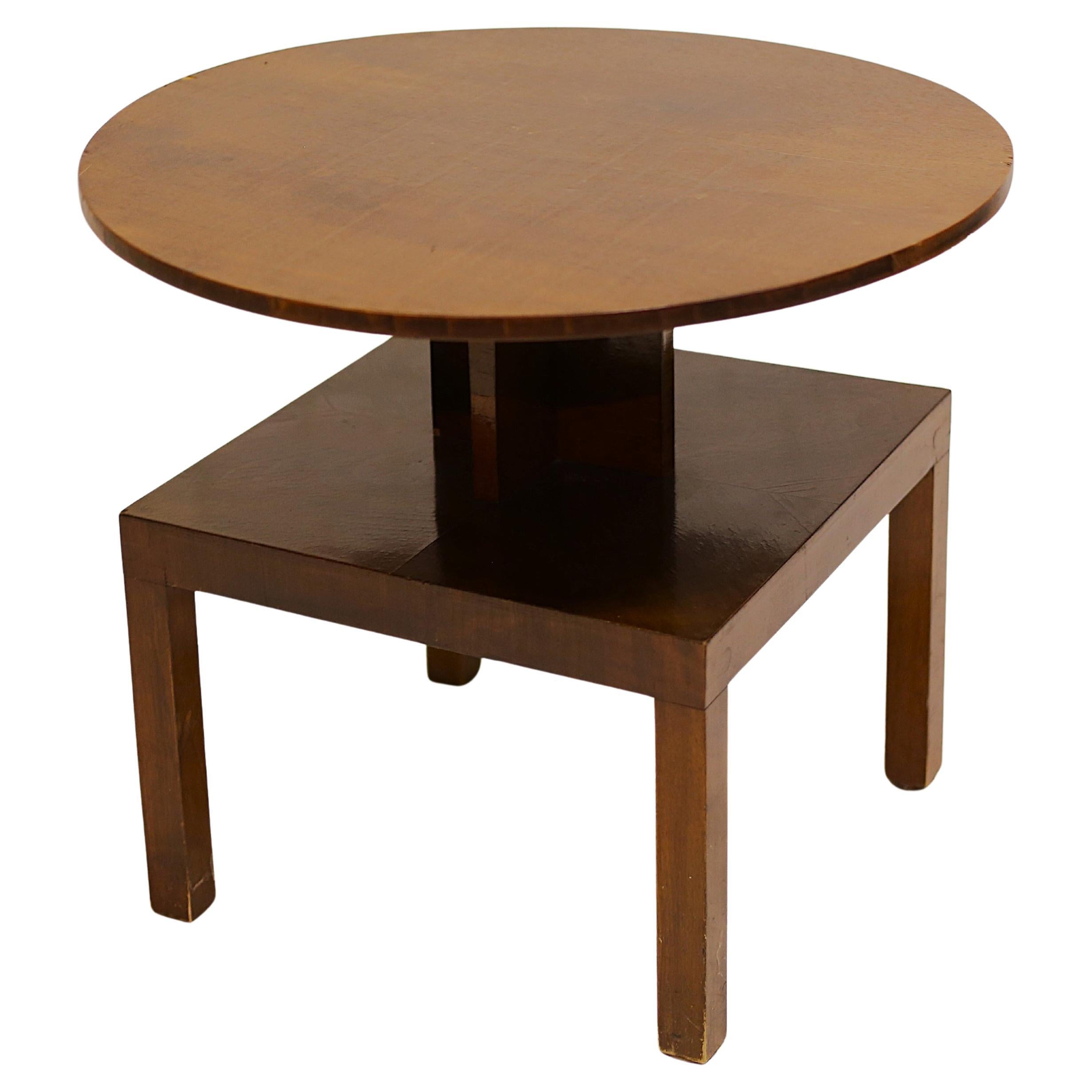 Two-Tier Art Deco Walnut Table Attributed to Ludwig Schmitt, Austria, c. 1930s