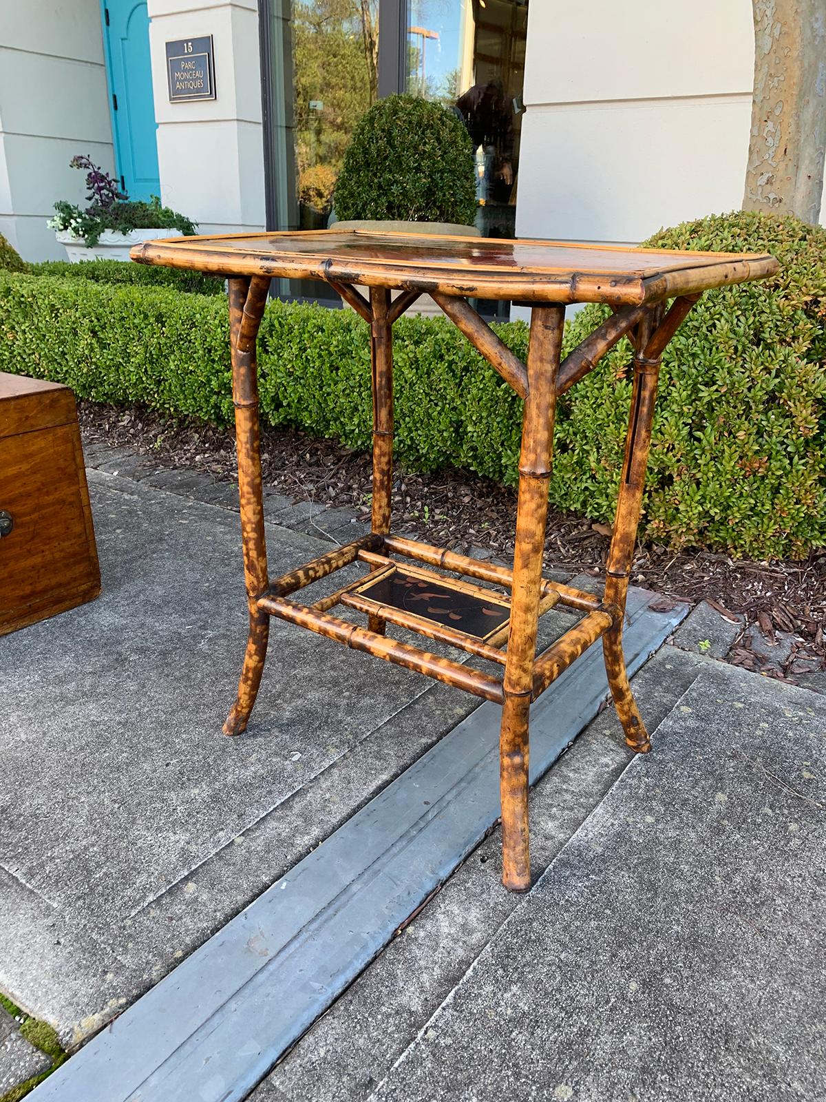 Two-Tier Bamboo Side Table, circa 1900 In Good Condition In Atlanta, GA