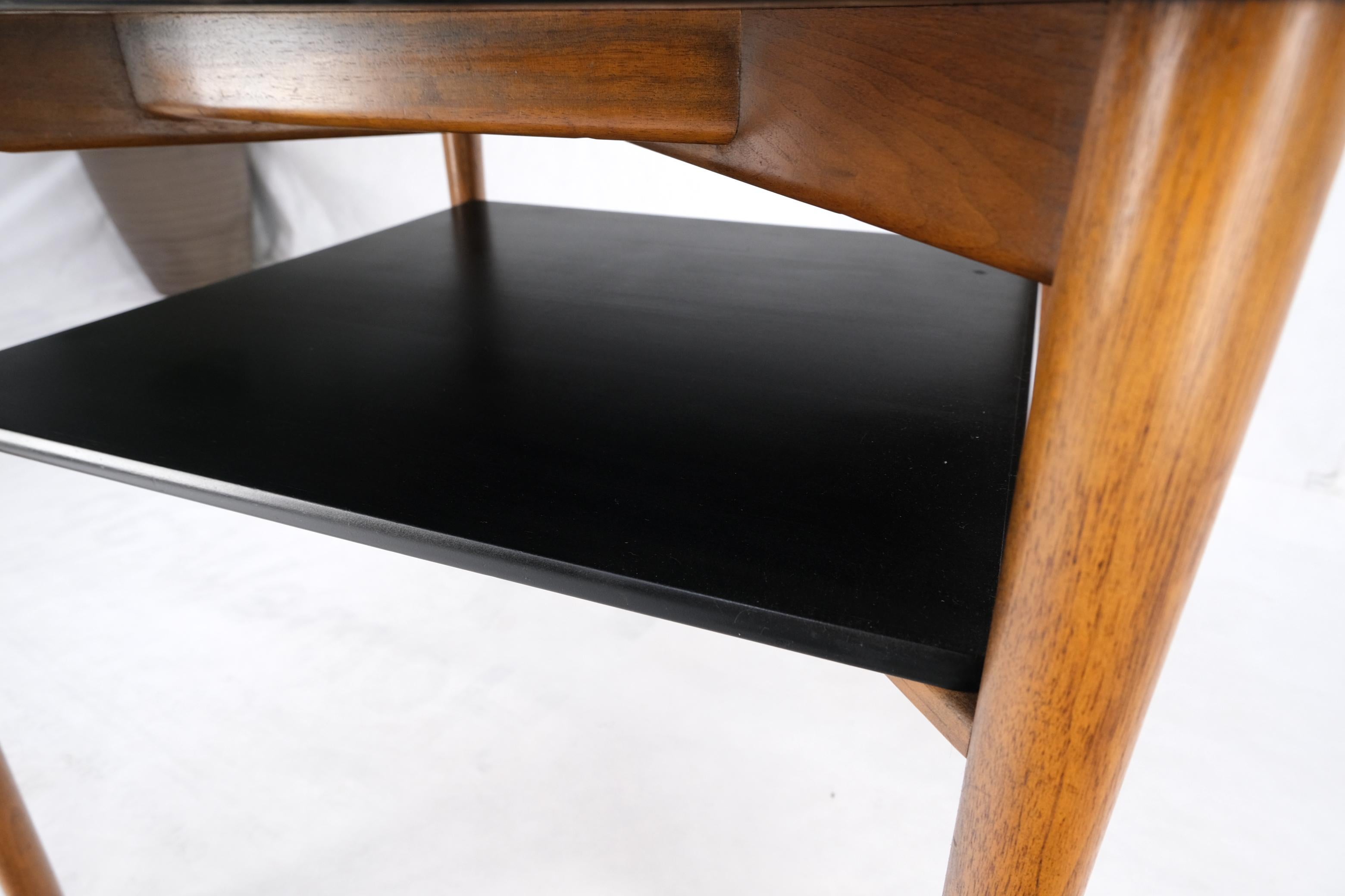 Two Tier Black Lacquer & Walnut Square End Side Center Table Stand Juhl Baker For Sale 4