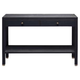 Two Tier Black Linen Console with Brass Detail For Sale at 1stDibs