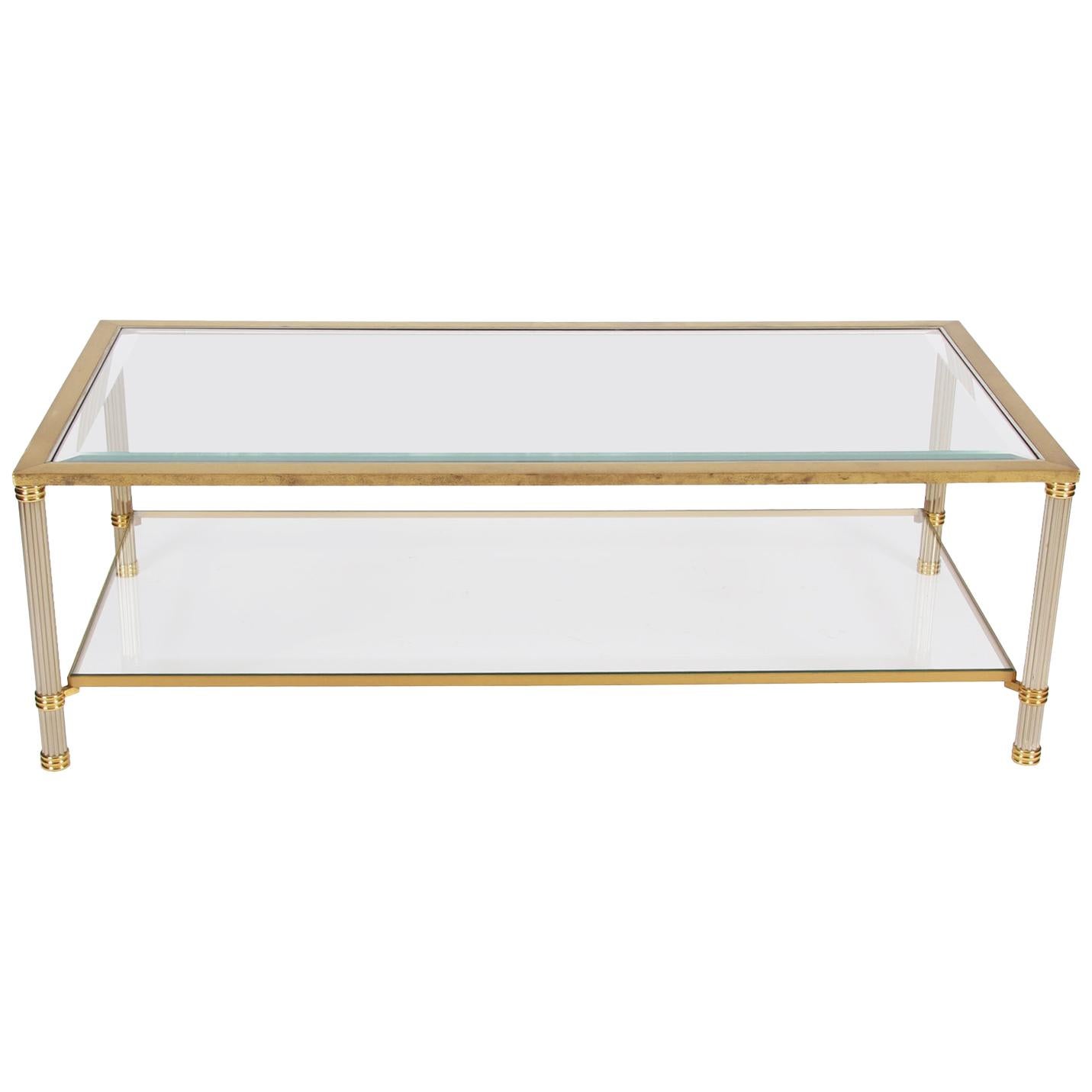 Two-Tier Brass and Glass Coffee Table