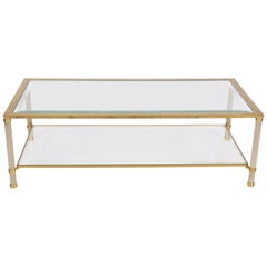 Two-Tier Brass and Glass Coffee Table