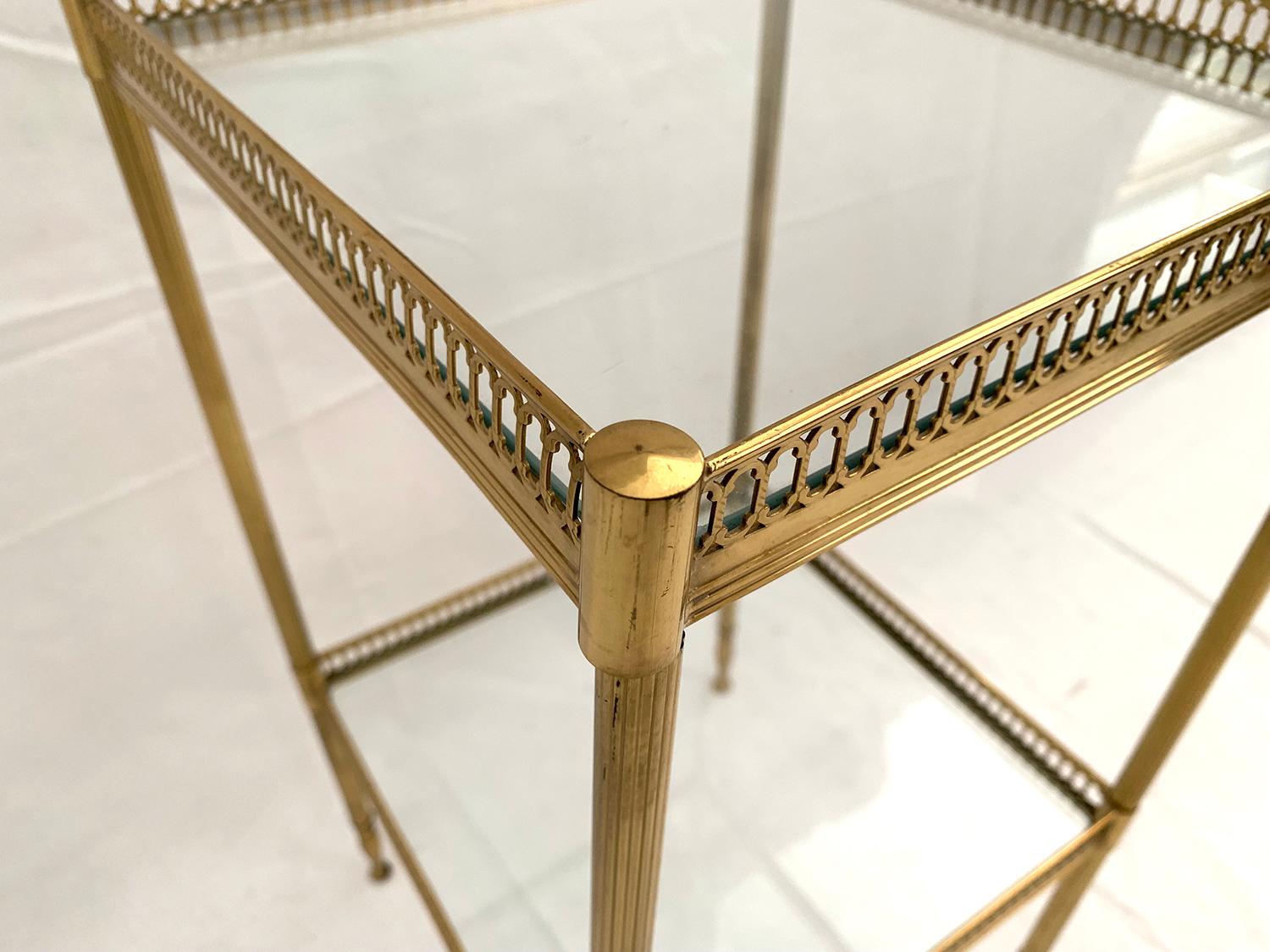 Mid-Century Modern Two-Tier Brass and Glass End Table