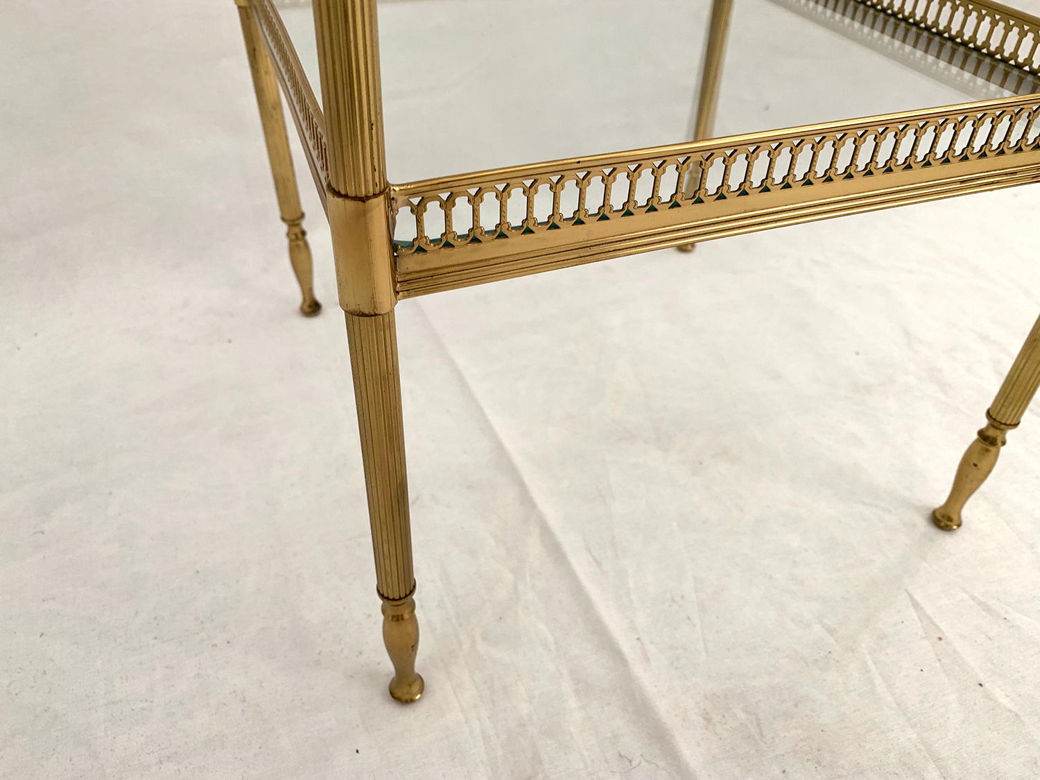 Late 20th Century Two-Tier Brass and Glass End Table