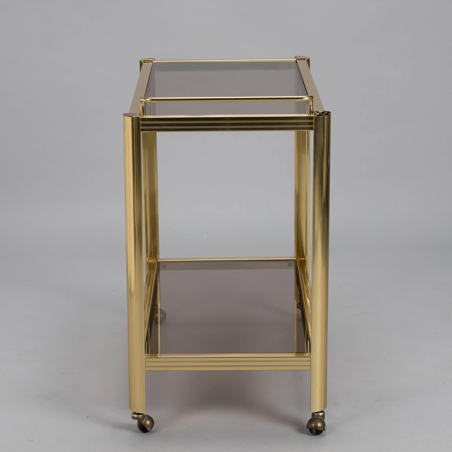 Two-Tier Brass and Glass Midcentury Bar Trolley 1
