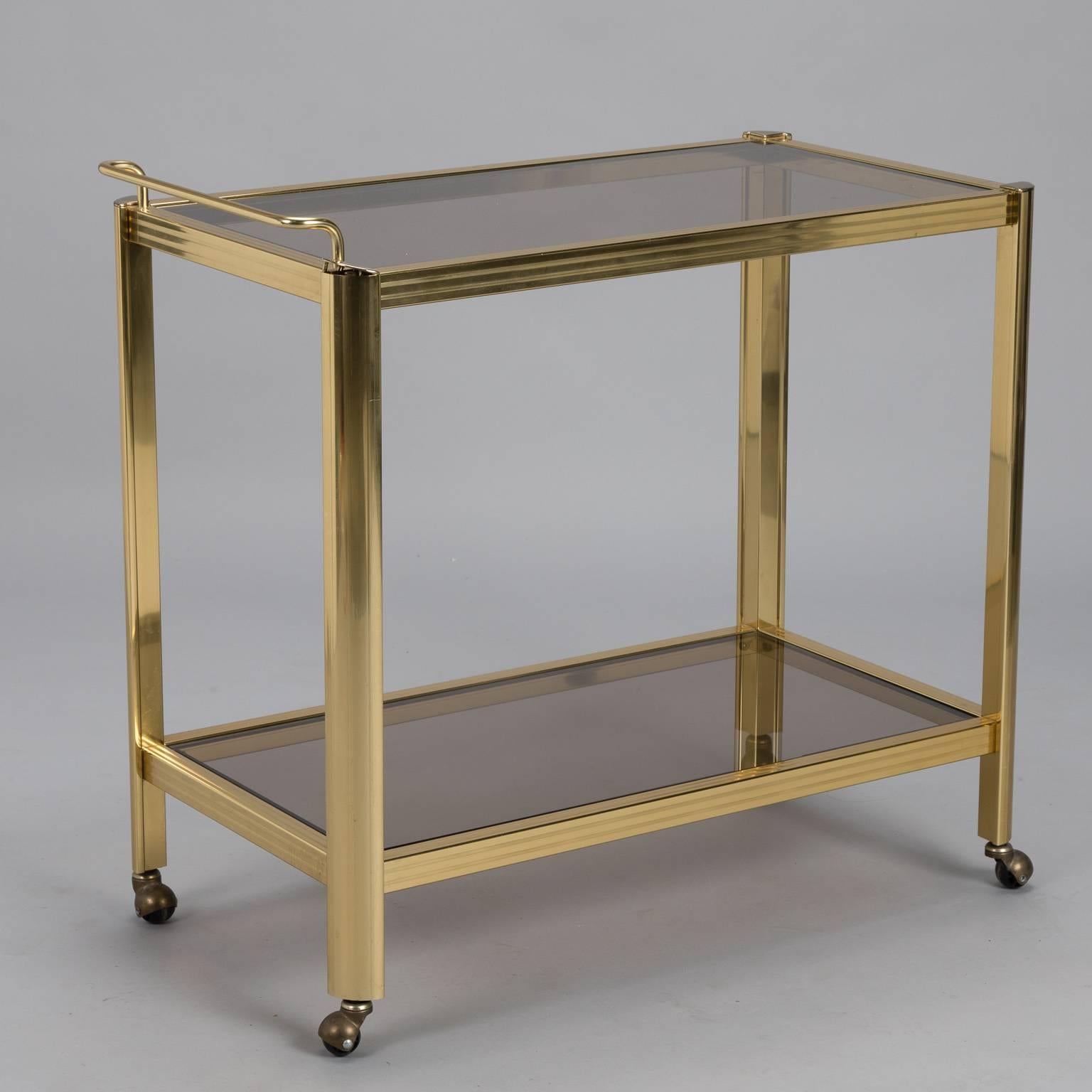 Two-Tier Brass and Glass Midcentury Bar Trolley 2