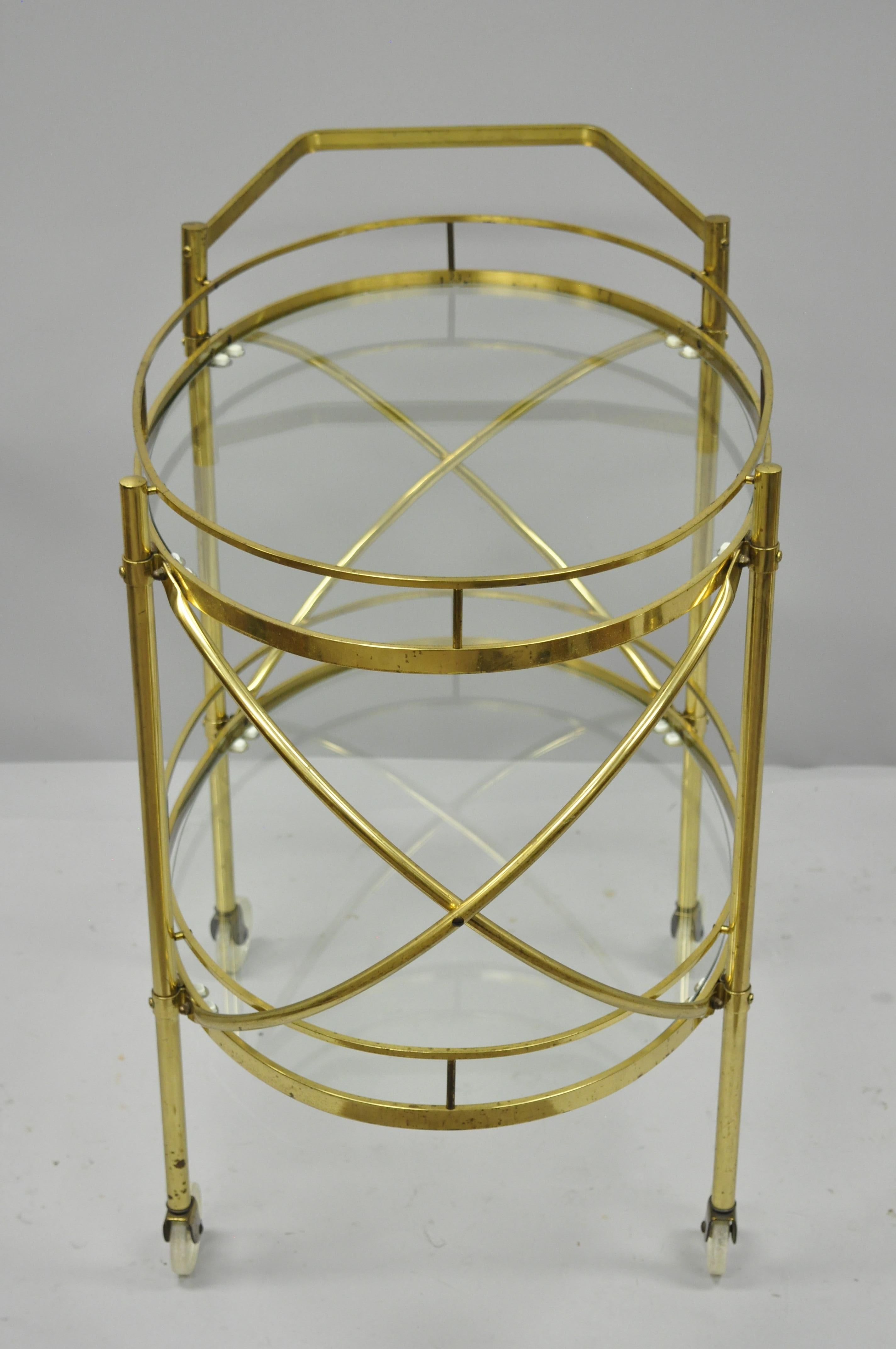 Vintage Mid-Century Modern brass and glass two-tier 