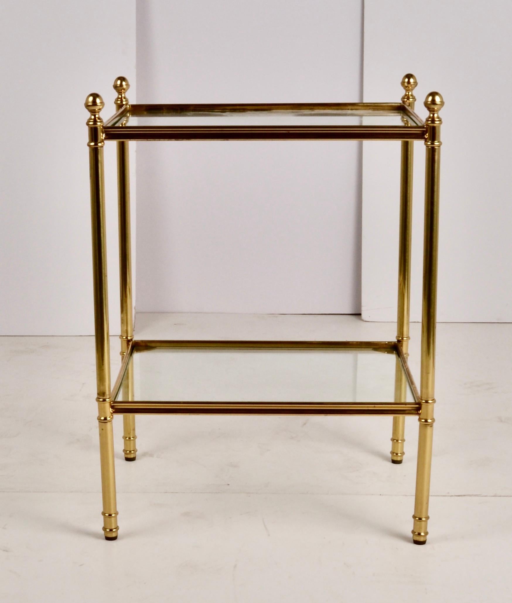 American Classical Two-Tier Brass and Glass Side Table