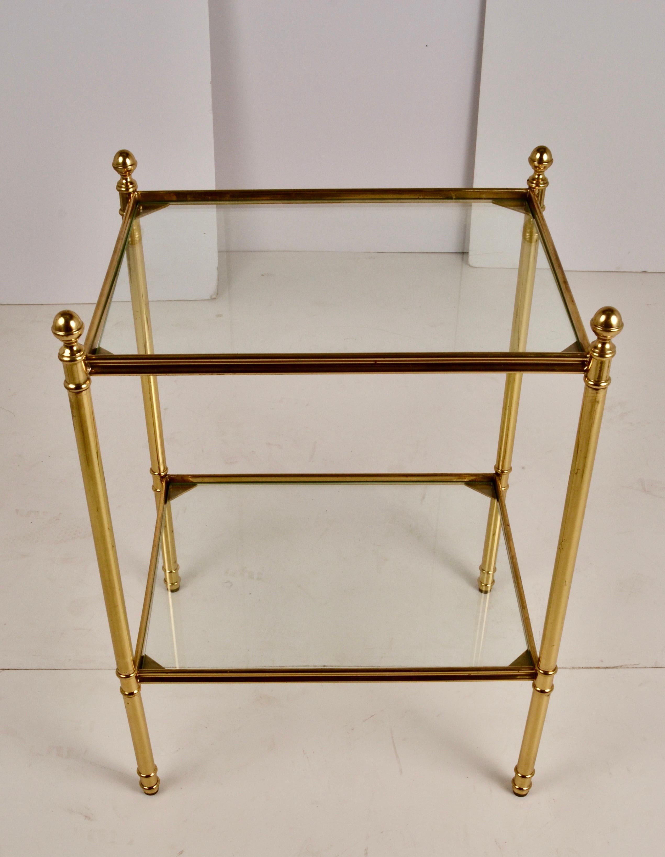 Two-Tier Brass and Glass Side Table In Good Condition In Norwalk, CT