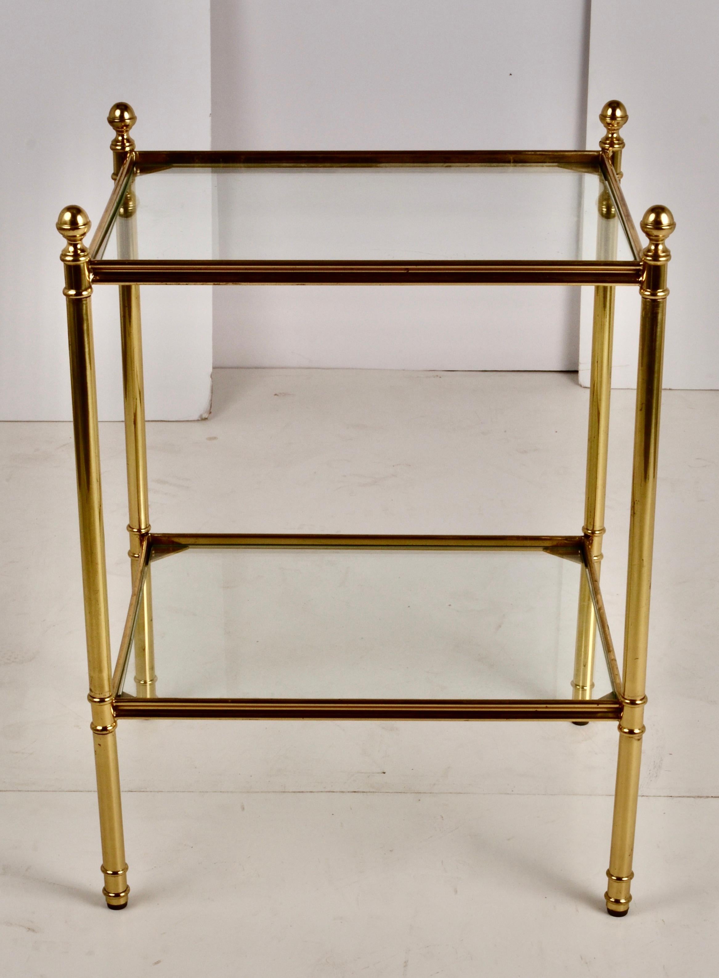 Late 20th Century Two-Tier Brass and Glass Side Table