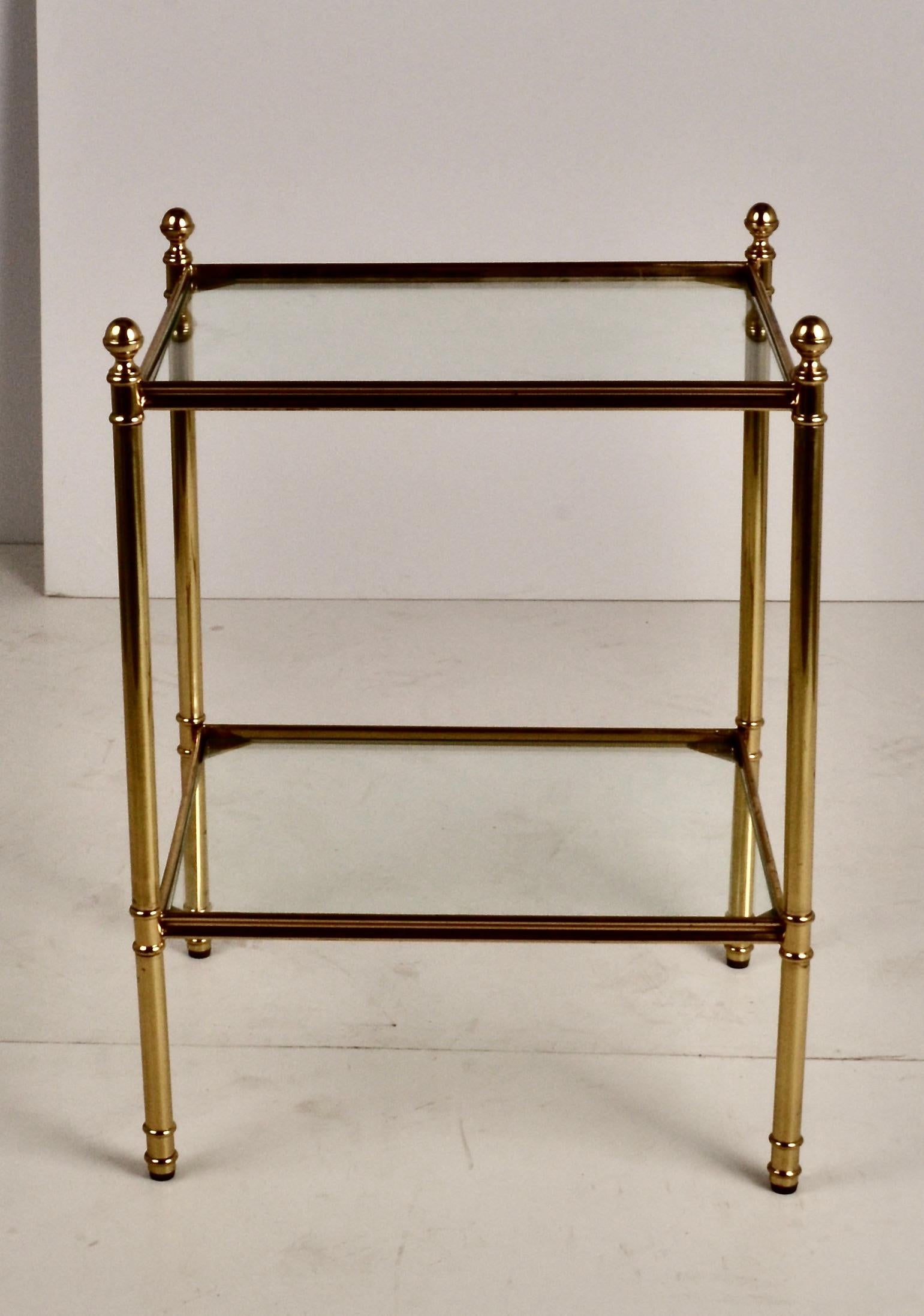 Two-Tier Brass and Glass Side Table 1