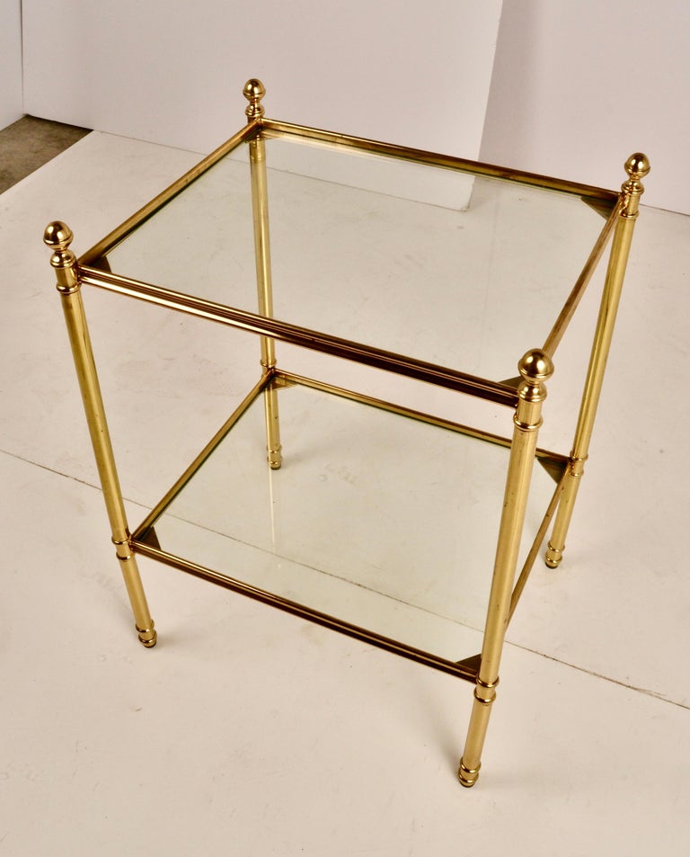Two-Tier Brass and Glass Side Table For Sale at 1stDibs