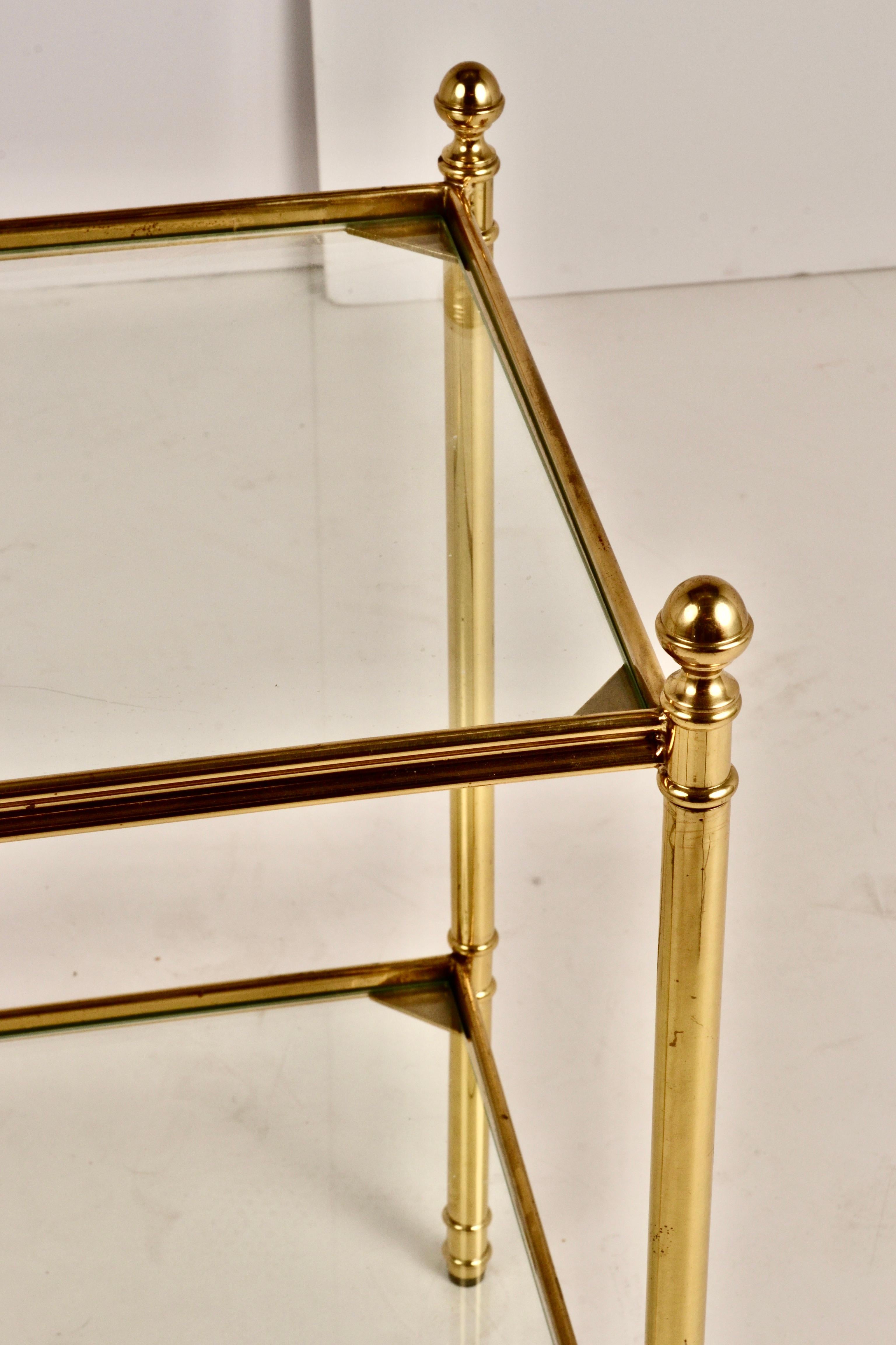 Two-Tier Brass and Glass Side Table 4