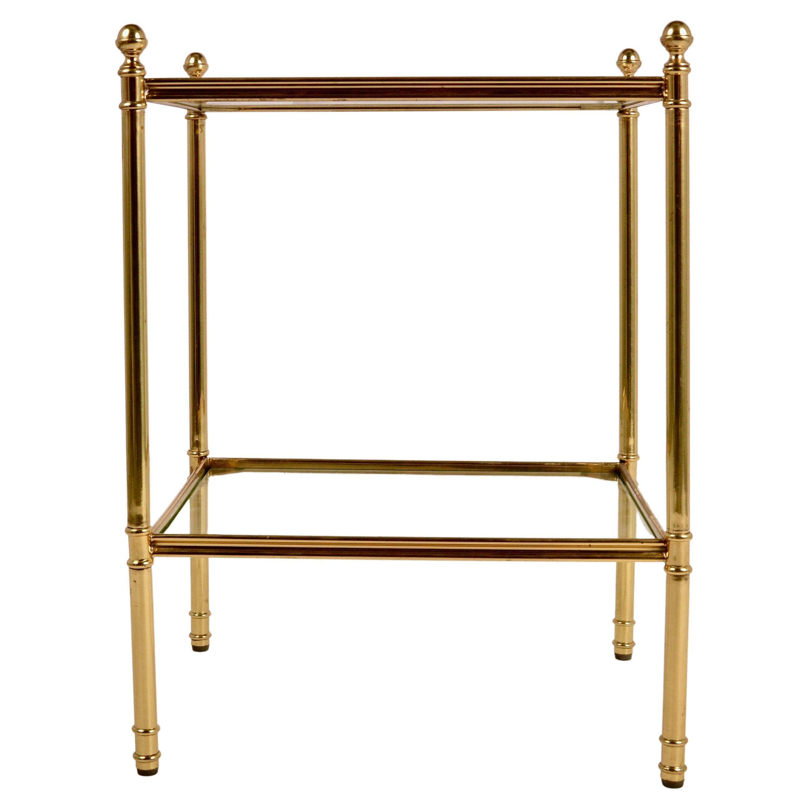 Two-Tier Brass and Glass Side Table
