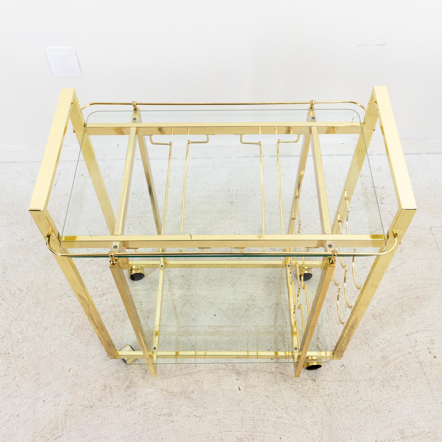 American Two-Tier Brass Bar Cart on Casters