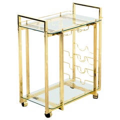 Two-Tier Brass Bar Cart on Casters