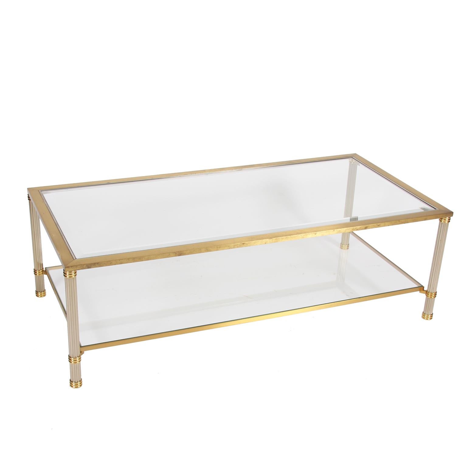 French Two-Tier Brass and Glass Coffee Table