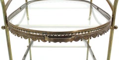 Two Tier Brass & Glass Serving Cart Table with Removable Serving Trays