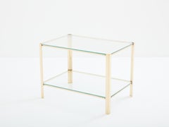 Table d'appoint à deux niveaux en verre bronze de Jacques Quinet pour Broncz, années 1960