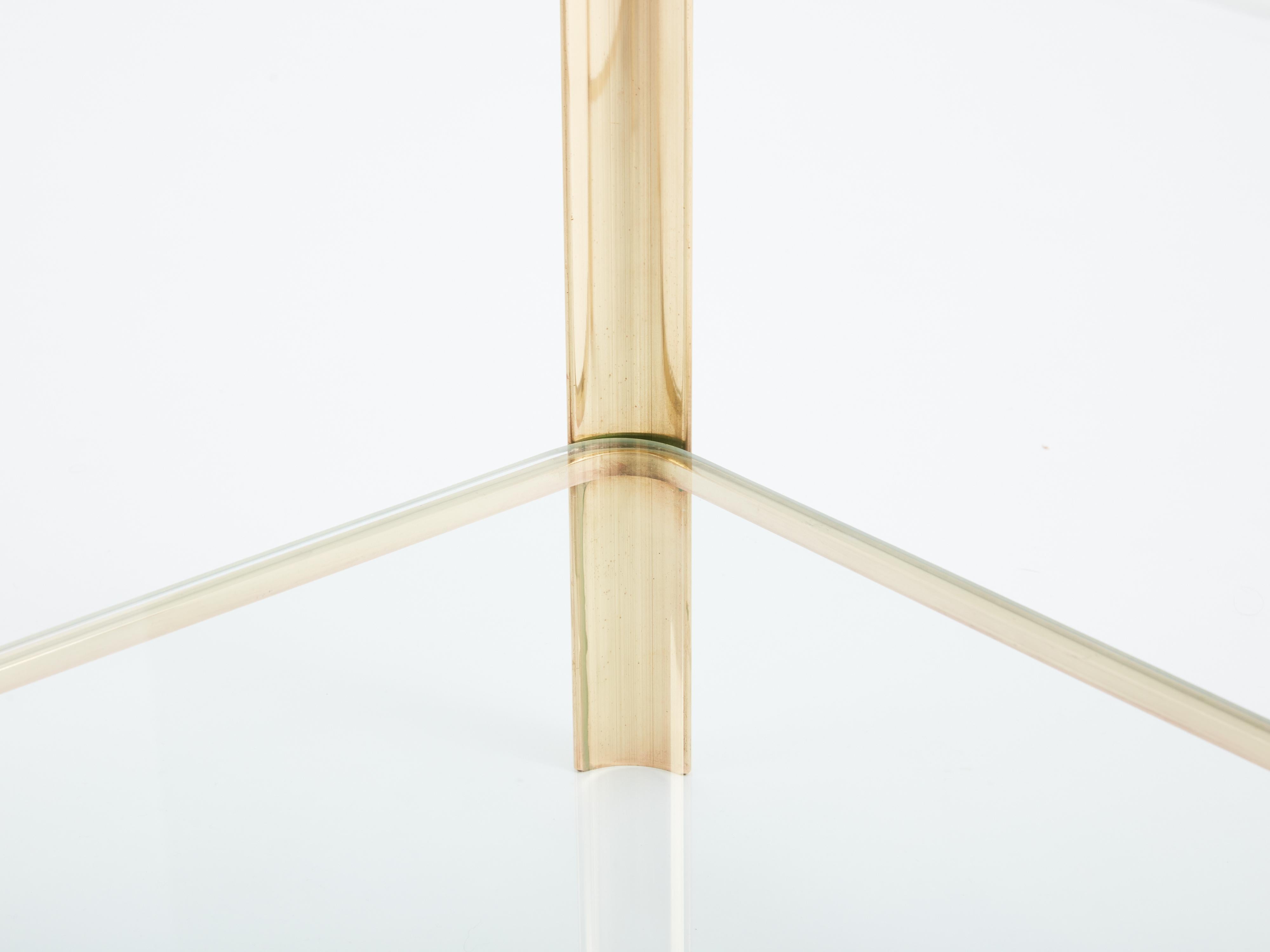 Table d'appoint à deux niveaux en verre bronze de Jacques Quinet pour Broncz, années 1960 Bon état - En vente à Paris, IDF