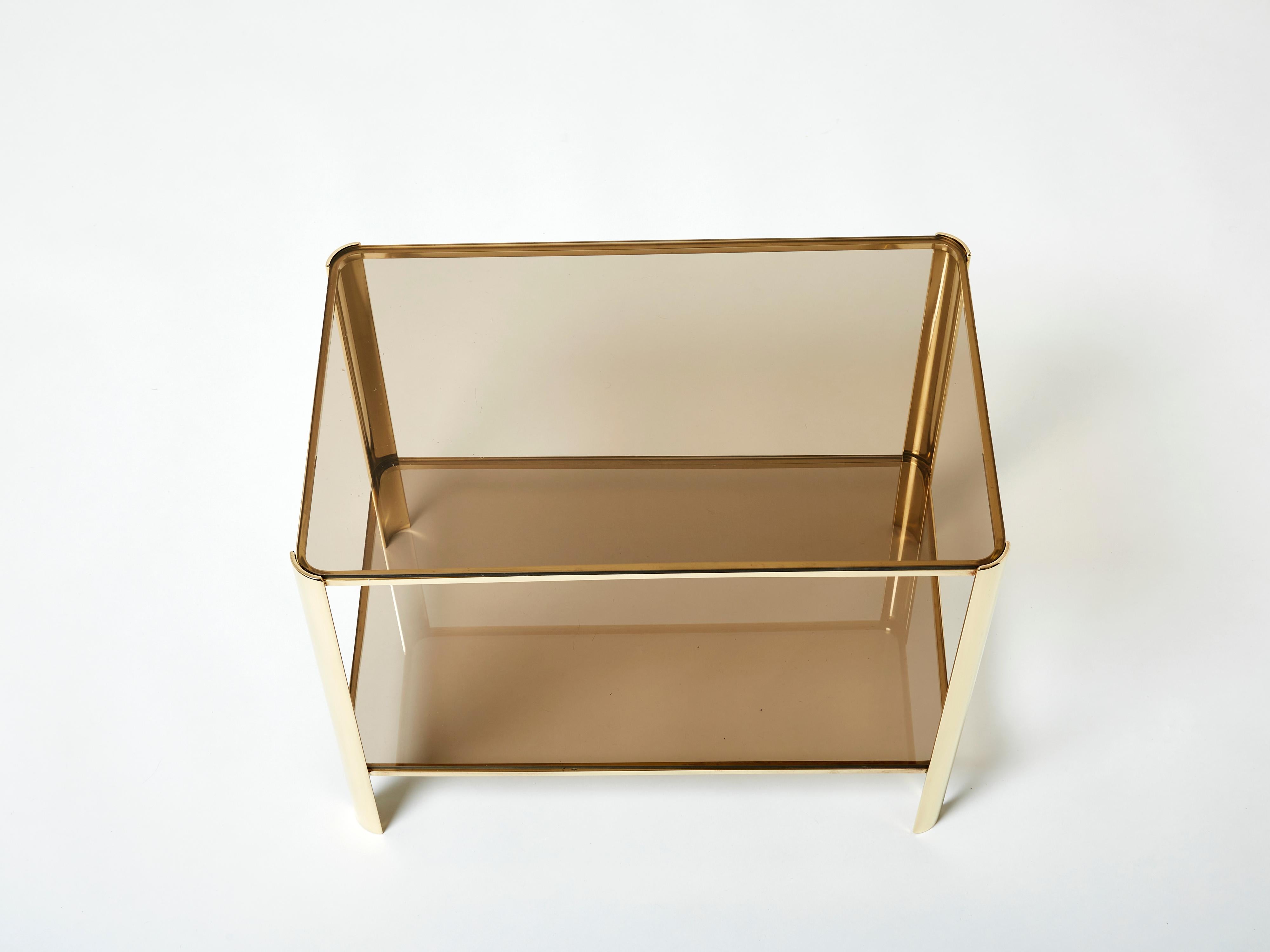 Two-Tier Bronze Side Table by Jacques Quinet for Broncz, 1960s For Sale 3