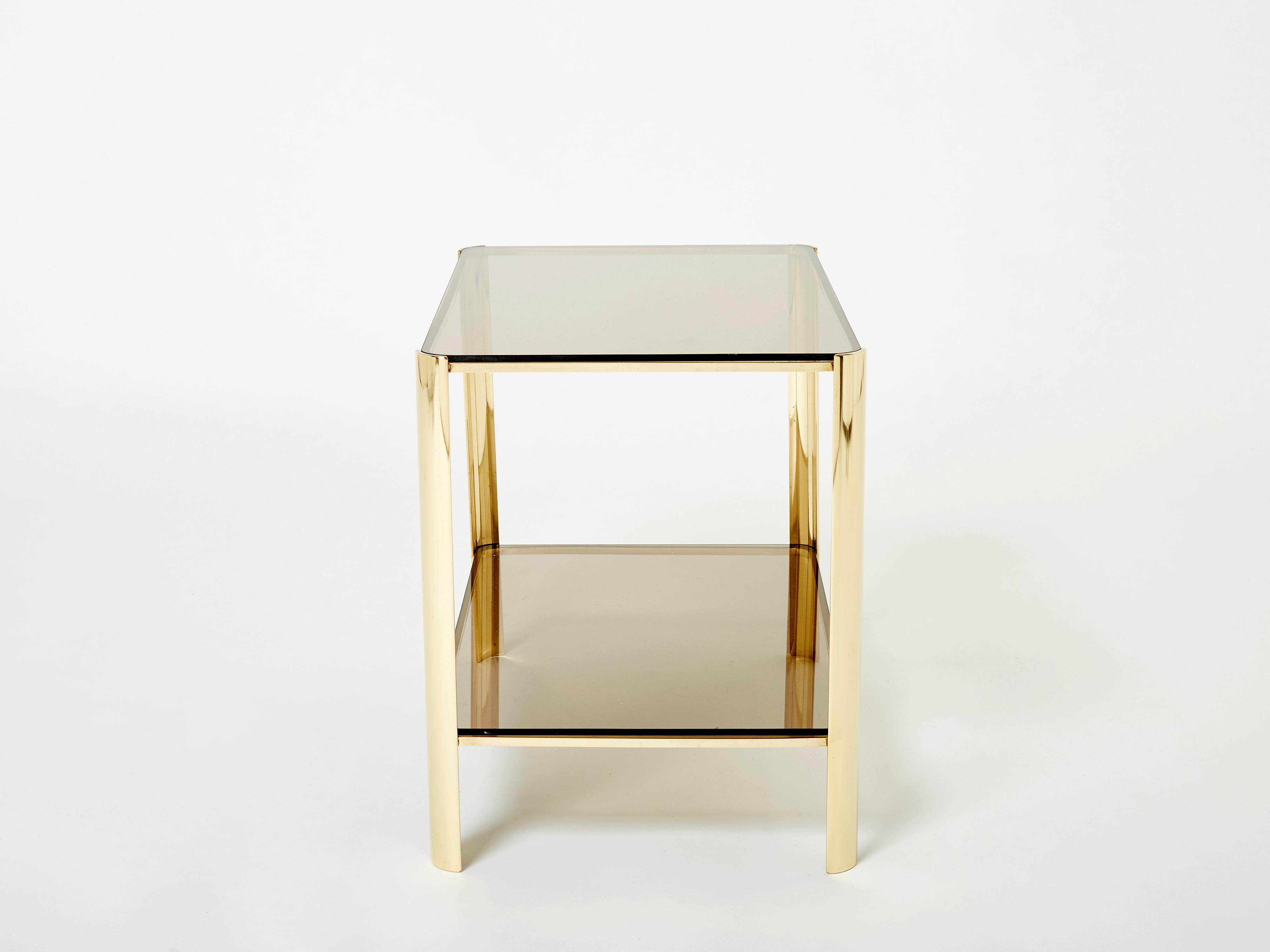 Two-Tier Bronze Side Table by Jacques Quinet for Broncz, 1960s For Sale 1