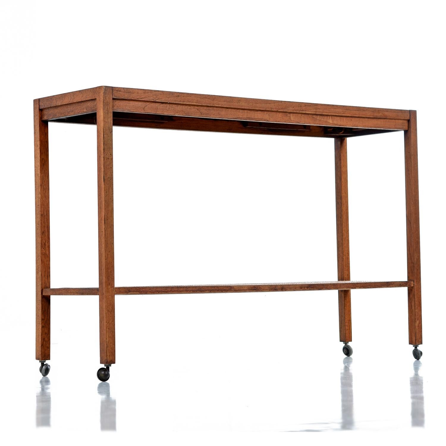 caned console table