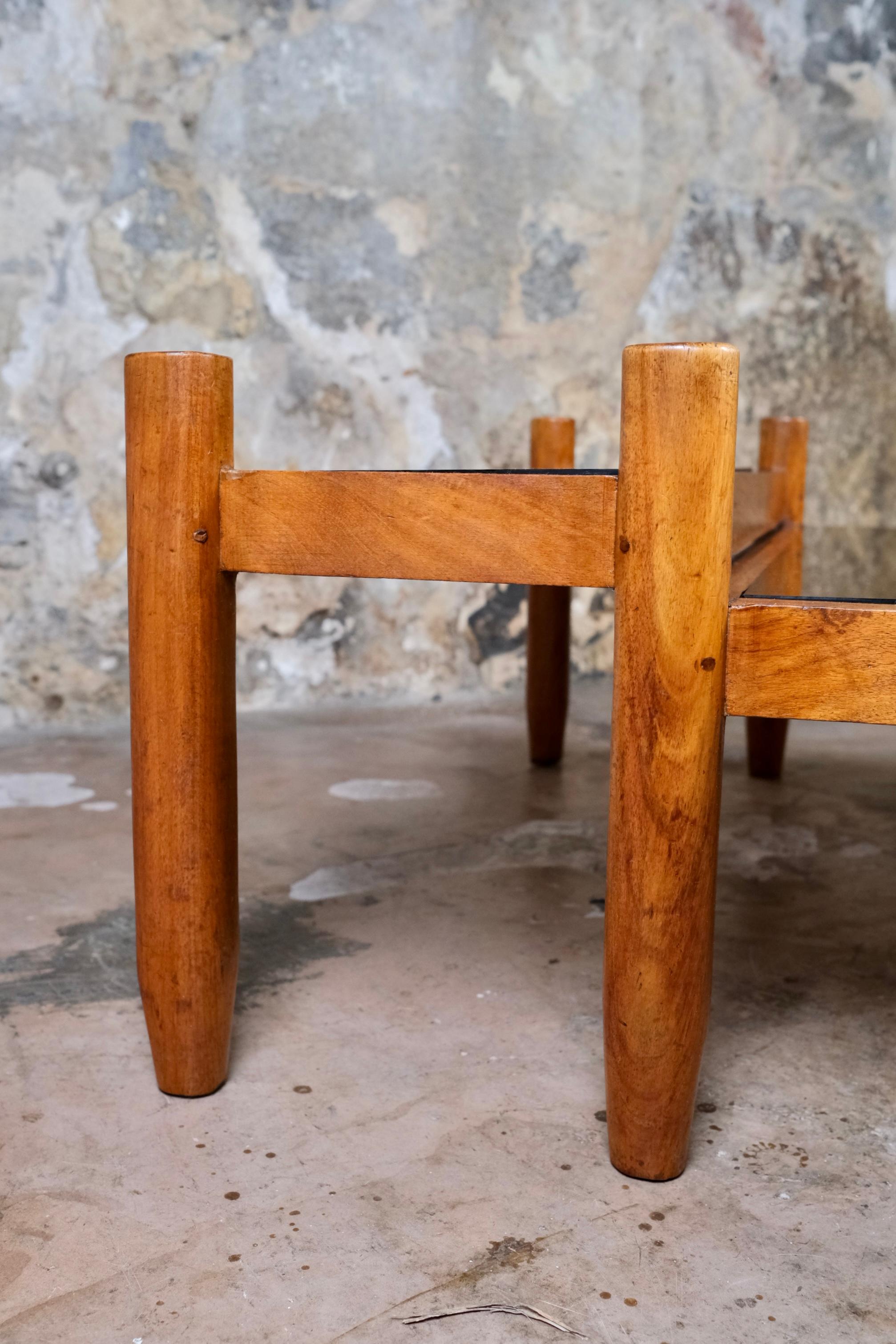 Table basse canne à deux niveaux fabriquée sur mesure en France, années 1980 en vente 2