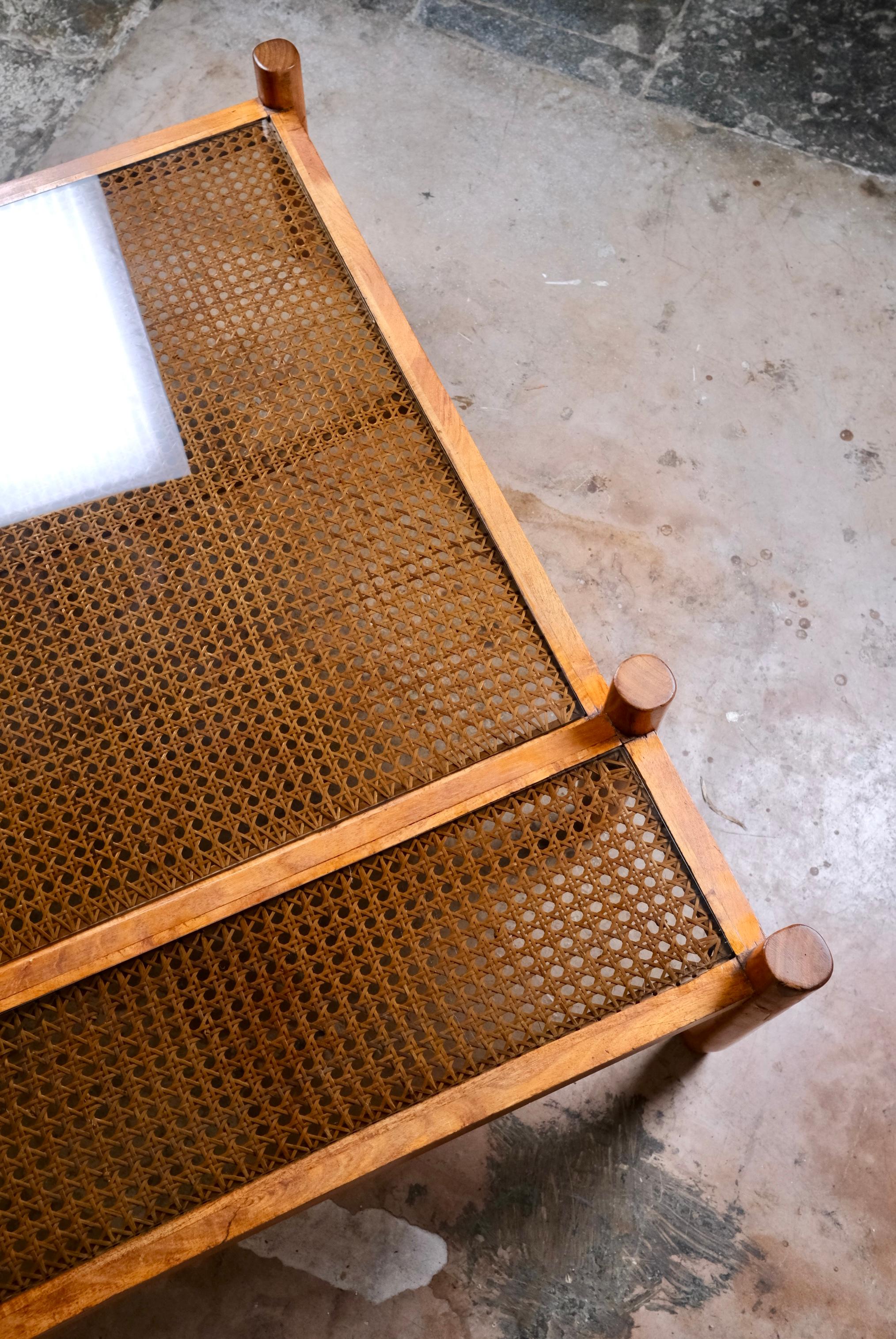Table basse canne à deux niveaux fabriquée sur mesure en France, années 1980 en vente 6