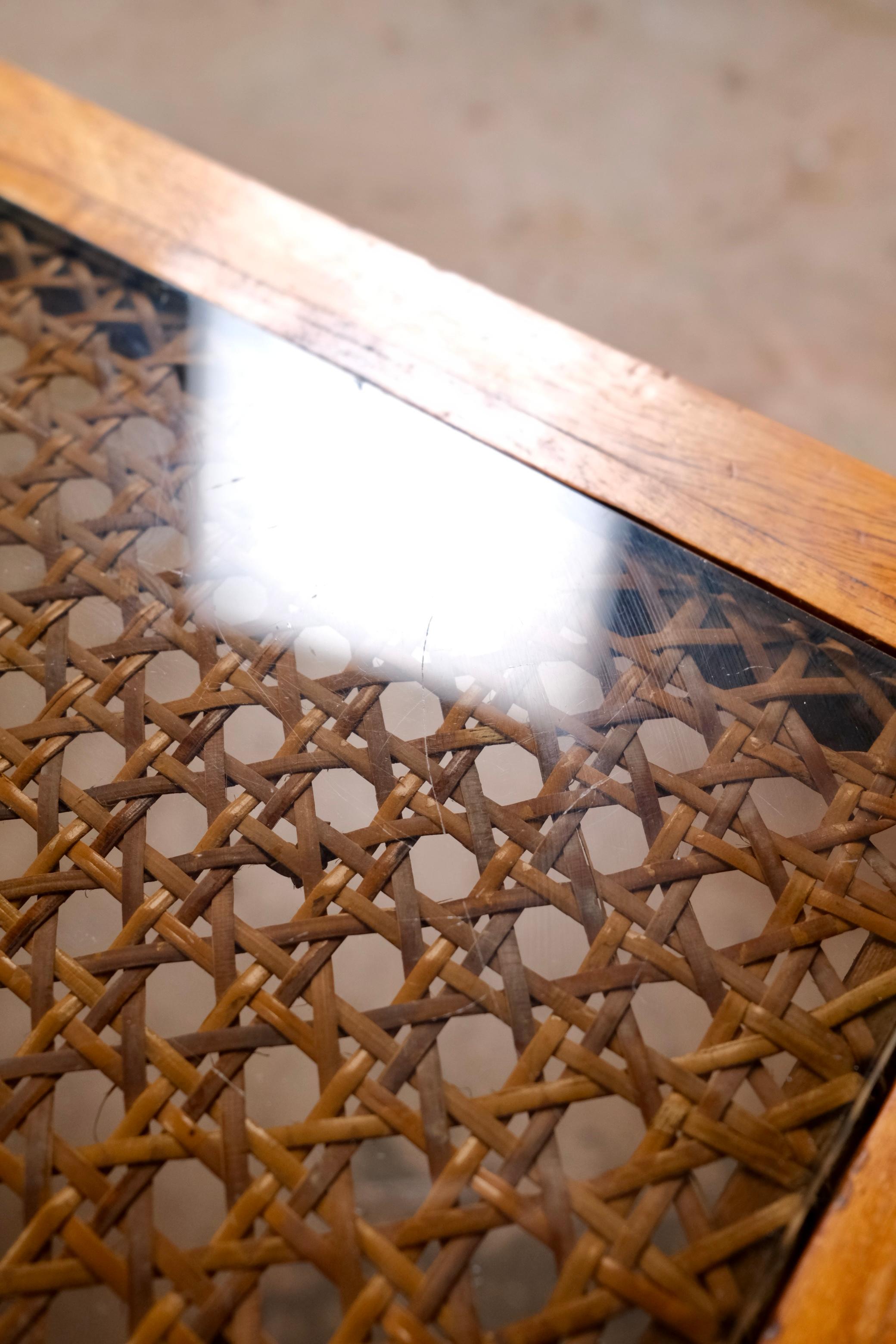 Table basse canne à deux niveaux fabriquée sur mesure en France, années 1980 en vente 10