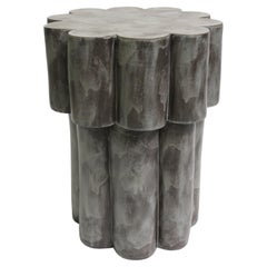 Two-Tier Ceramic Cloud Side Table & Stool in Acai Matte by BZIPPY