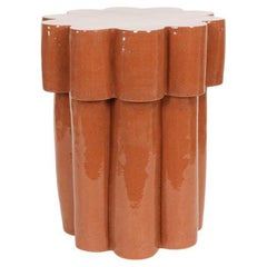 Two-Tier Ceramic Cloud Side Table & Stool in Cinnamon by BZIPPY