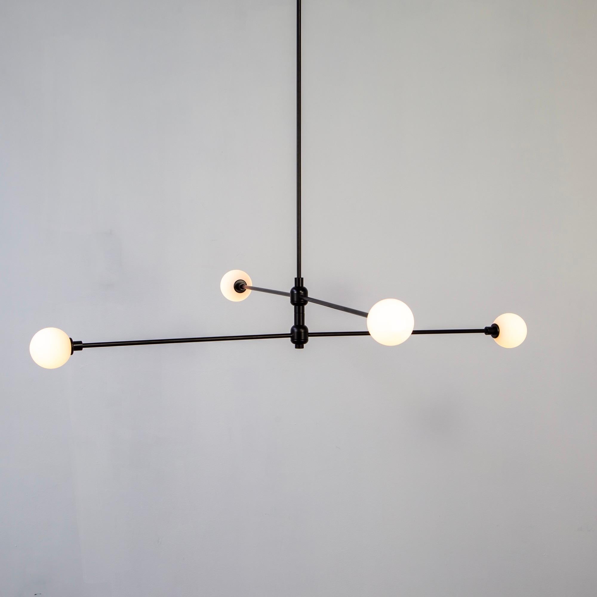 Lampadario a due piani, prototipo, piccoli globi di vetro, nero, realizzato su ordinazione in vendita 1