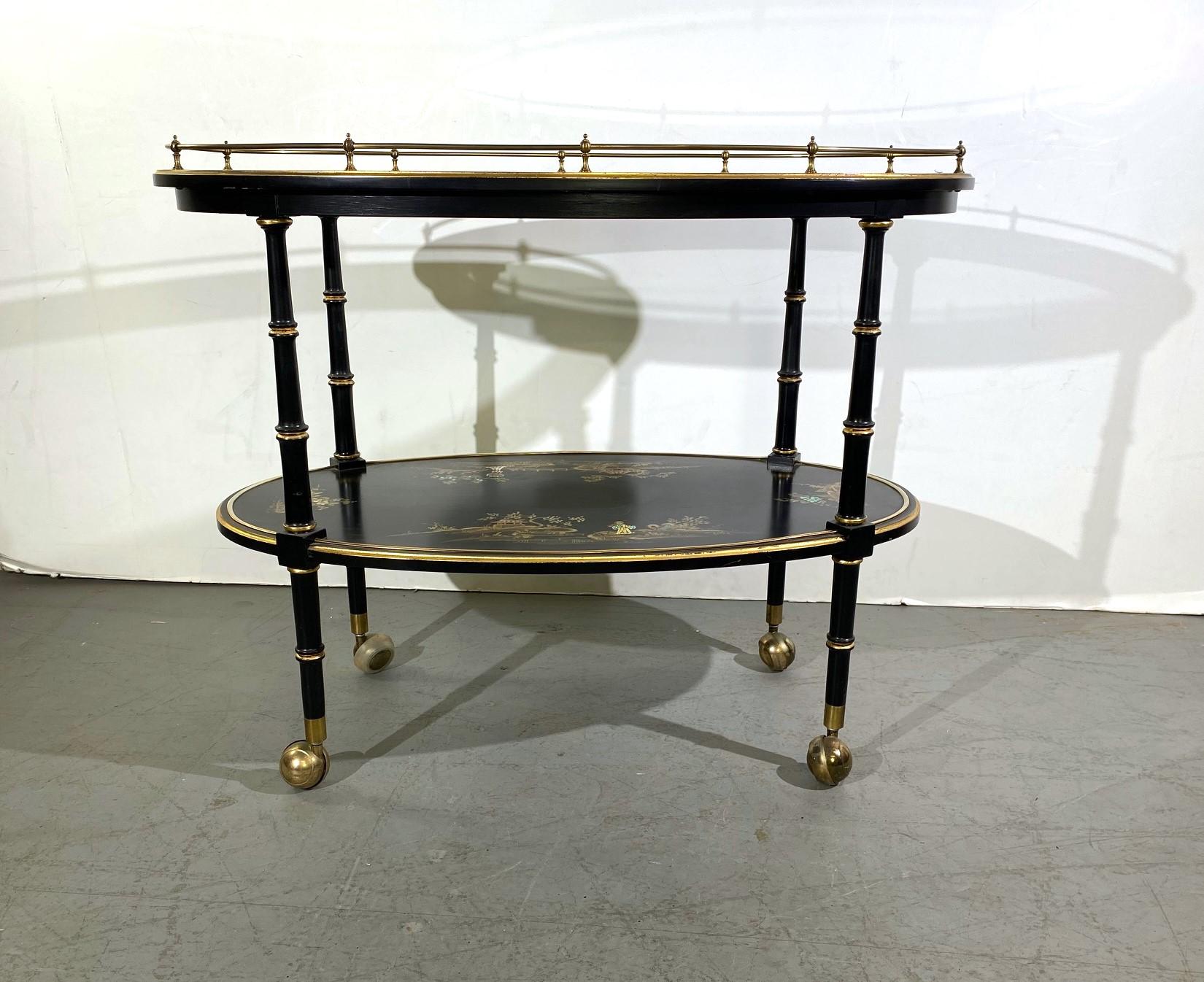 20th Century Two-Tier Chinoiserie Bar Cart