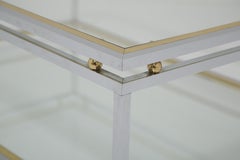 Two Tier Chrome and Brass Coffee Table, Attributed to Renato Zevi, Italy, 1970s