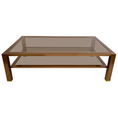 Two-Tier Chrome and Brass Coffee Table in the Taste of Romeo Rega