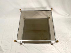 Two-Tier Chrome, Lucite and Brass Coffee Table