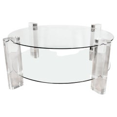 Table basse circulaire en verre à deux niveaux