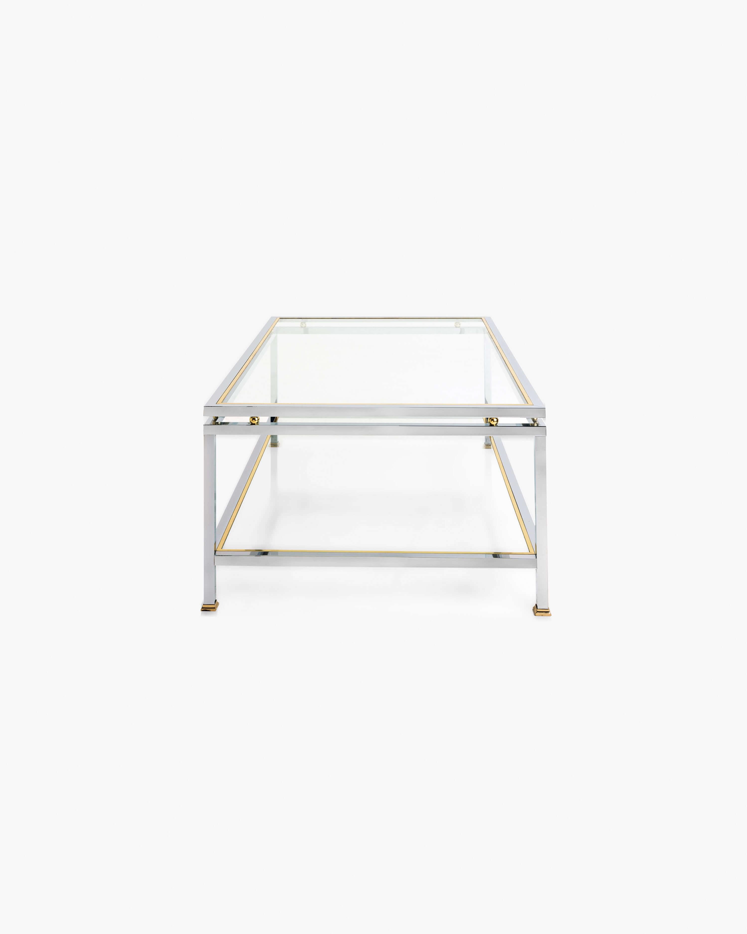 Hollywood Regency French Design Maison Jansen Chrome Steel Two-Tier Coffee Table, circa 1970 For Sale