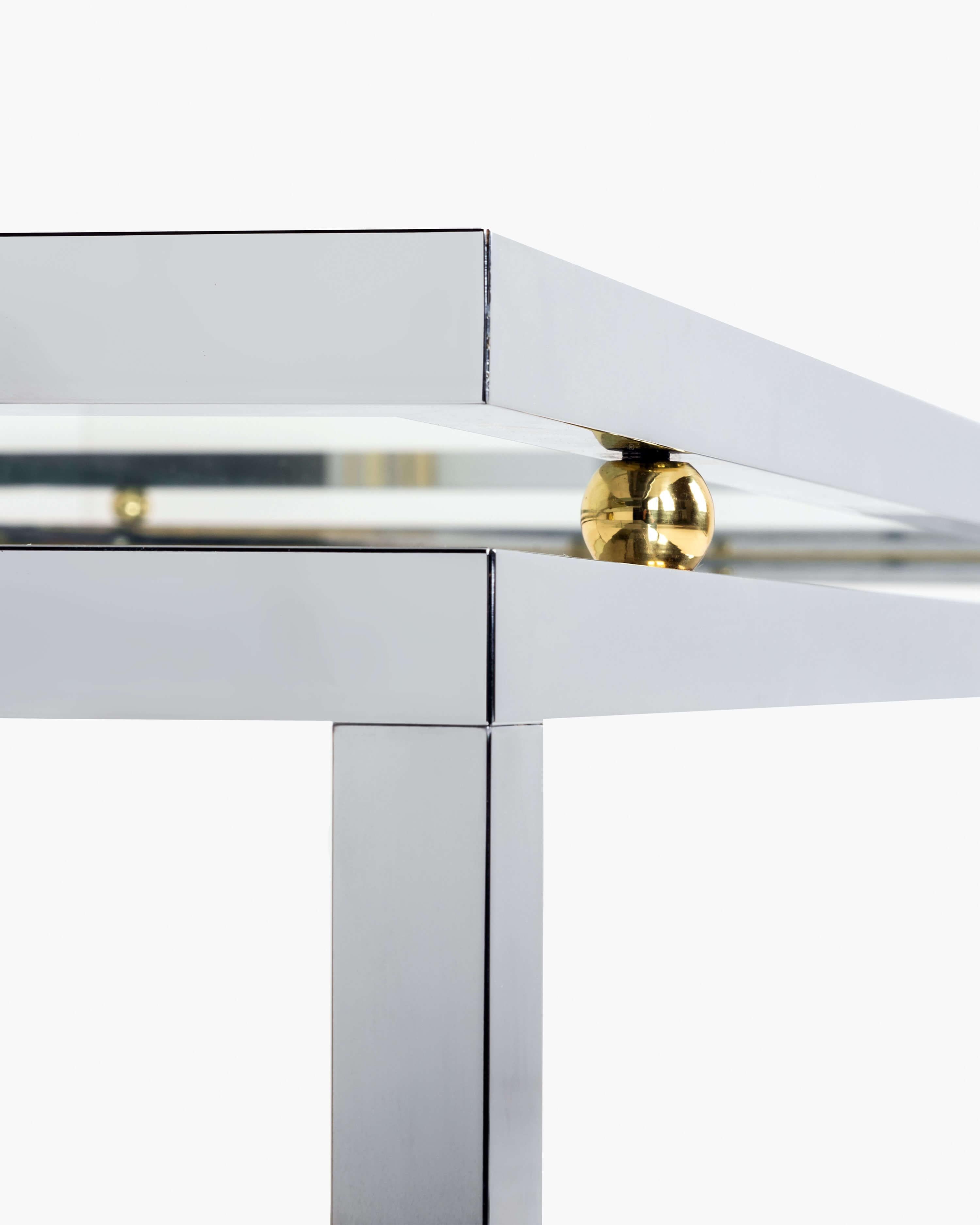 Plated French Design Maison Jansen Chrome Steel Two-Tier Coffee Table, circa 1970 For Sale