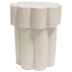 Two-Tier Contemporary Ceramic Cream Cloud Side Table