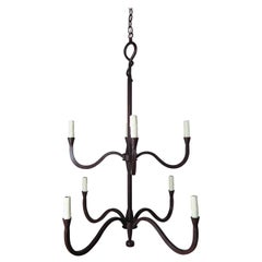 Two-Tier Eight-Light Wrought Iron Chandelier by MLA