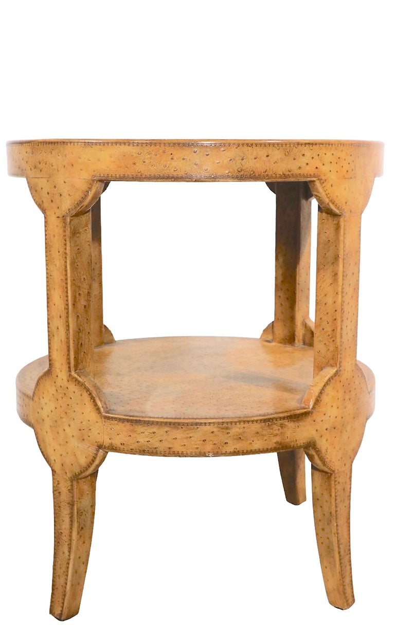 Two Tier Faux Ostrich Leather Clad Occasional Table by Maitland Smith