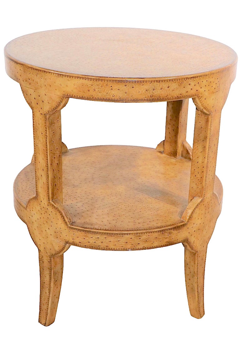 Two Tier Faux Ostrich Leather Clad Occasional Table by Maitland Smith