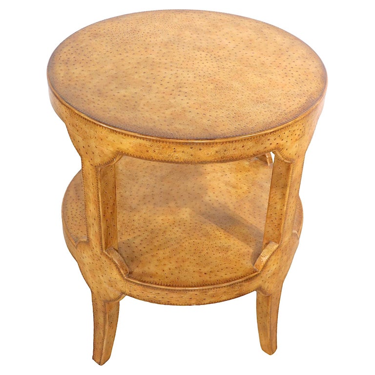 Two Tier Faux Ostrich Leather Clad Occasional Table by Maitland Smith