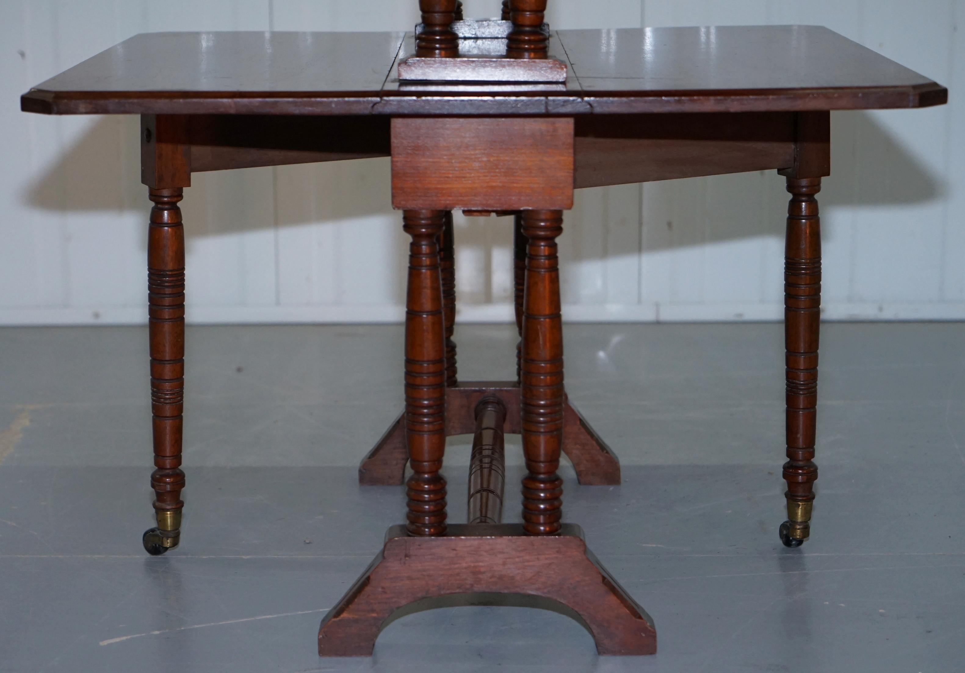 Two-Tier Folding Victorian Mahogany Side End Wine Occasional Dumb Waiter Table 10